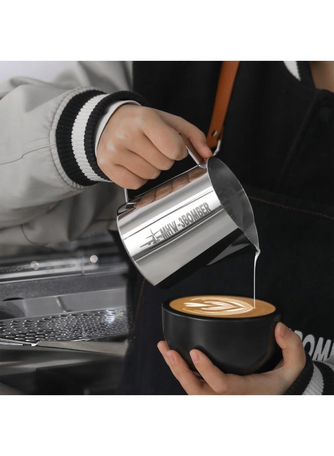 MHW-3BOMBER Latte Art Pitcher 5.0 Glossy Grey – 500 ml Stainless Steel Milk Frothing Jug with Patented Crocodile Spout & Economic Handle for Precision Pouring - Image 2